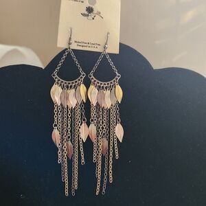 Elegant Gold and Silver Leaf Dangle Earrings